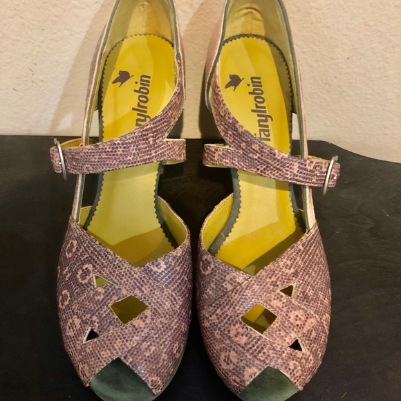 Faryl Robin 1940's Style Platform Pumps From Anthropology/ Pink, Green - 6.5M - Picture 6 of 14